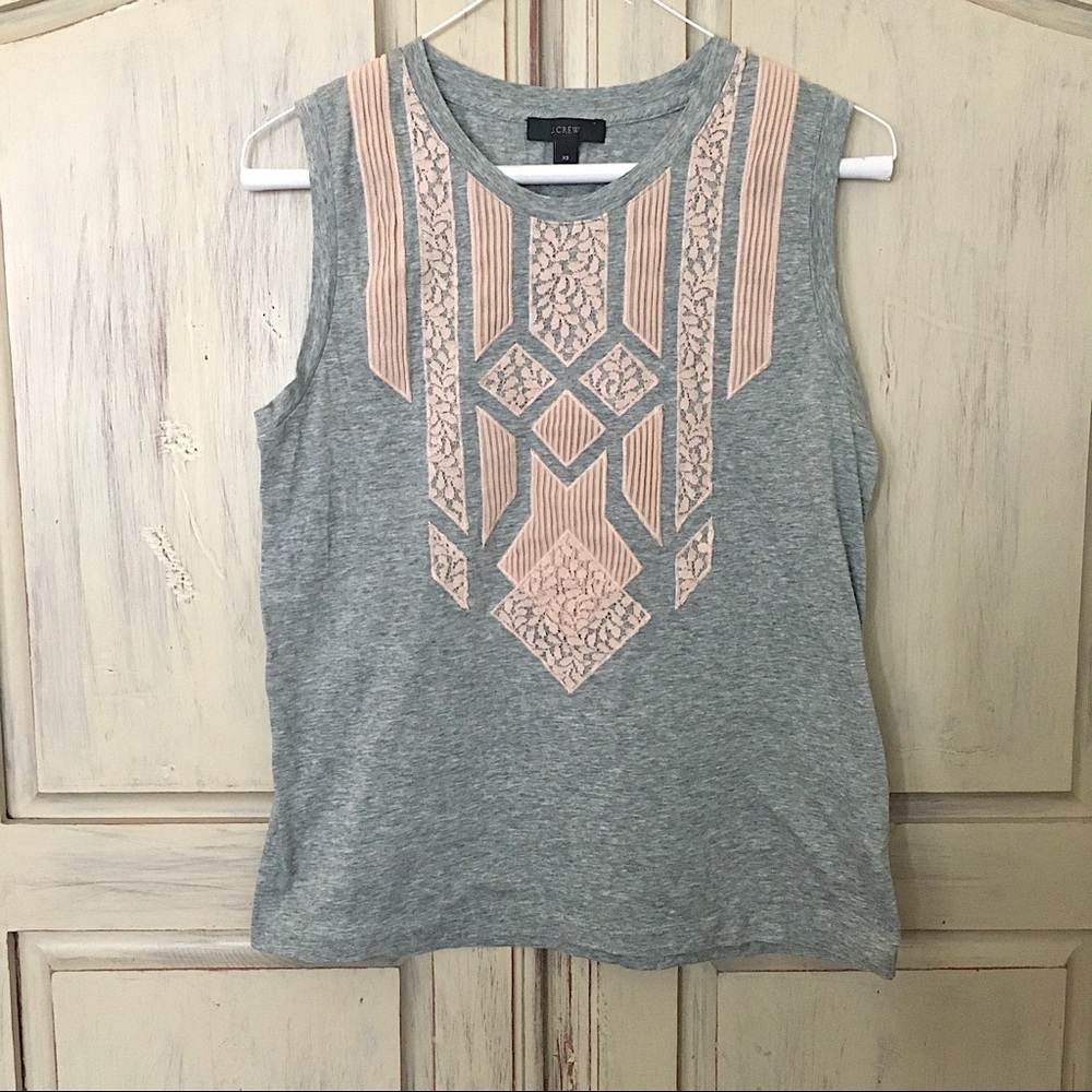 J. crew pink lace front muscle tank Sz XS